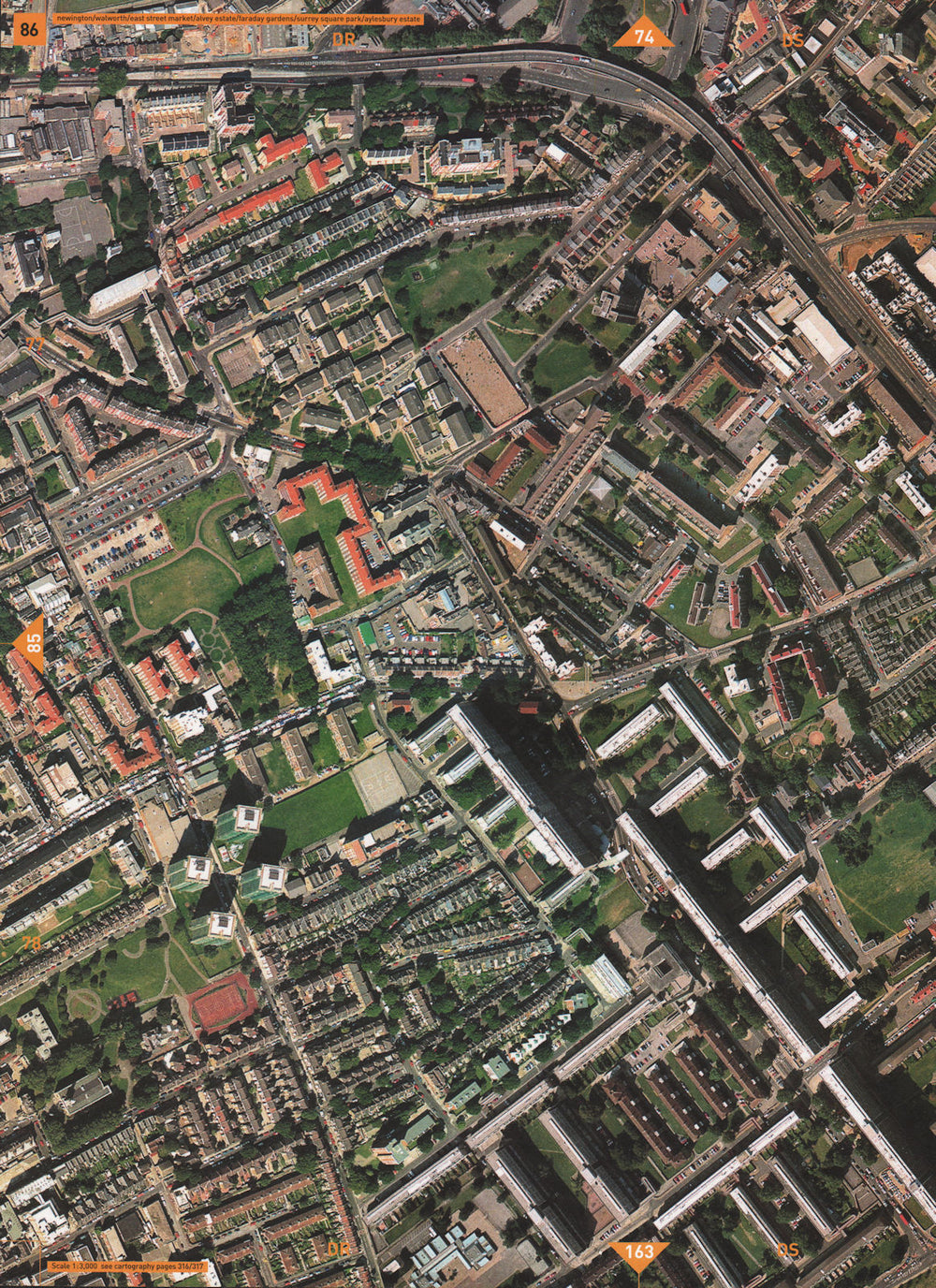 WALWORTH SE17. Newington Faraday Gardens Surrey Square Park Old Kent Rd 2000 map