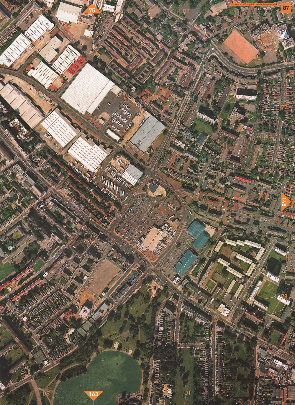 BERMONDSEY SE1 SE17. Old Kent Road Longfield Estate Burgess Park 2000 map