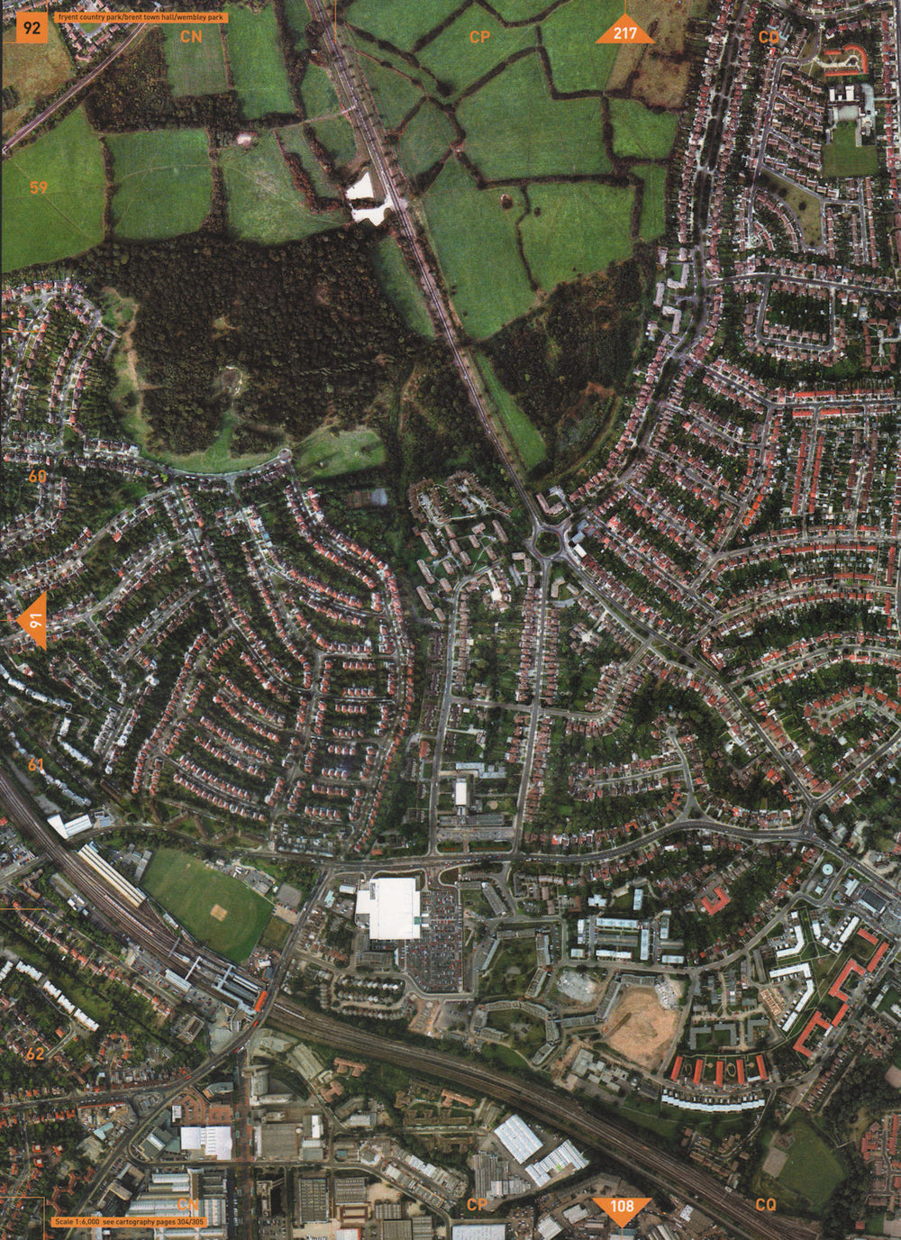 WEMBLEY PARK NW9 HA9.Fryent Country Park Brent Town Hall Barn Hill Wood 2000 map