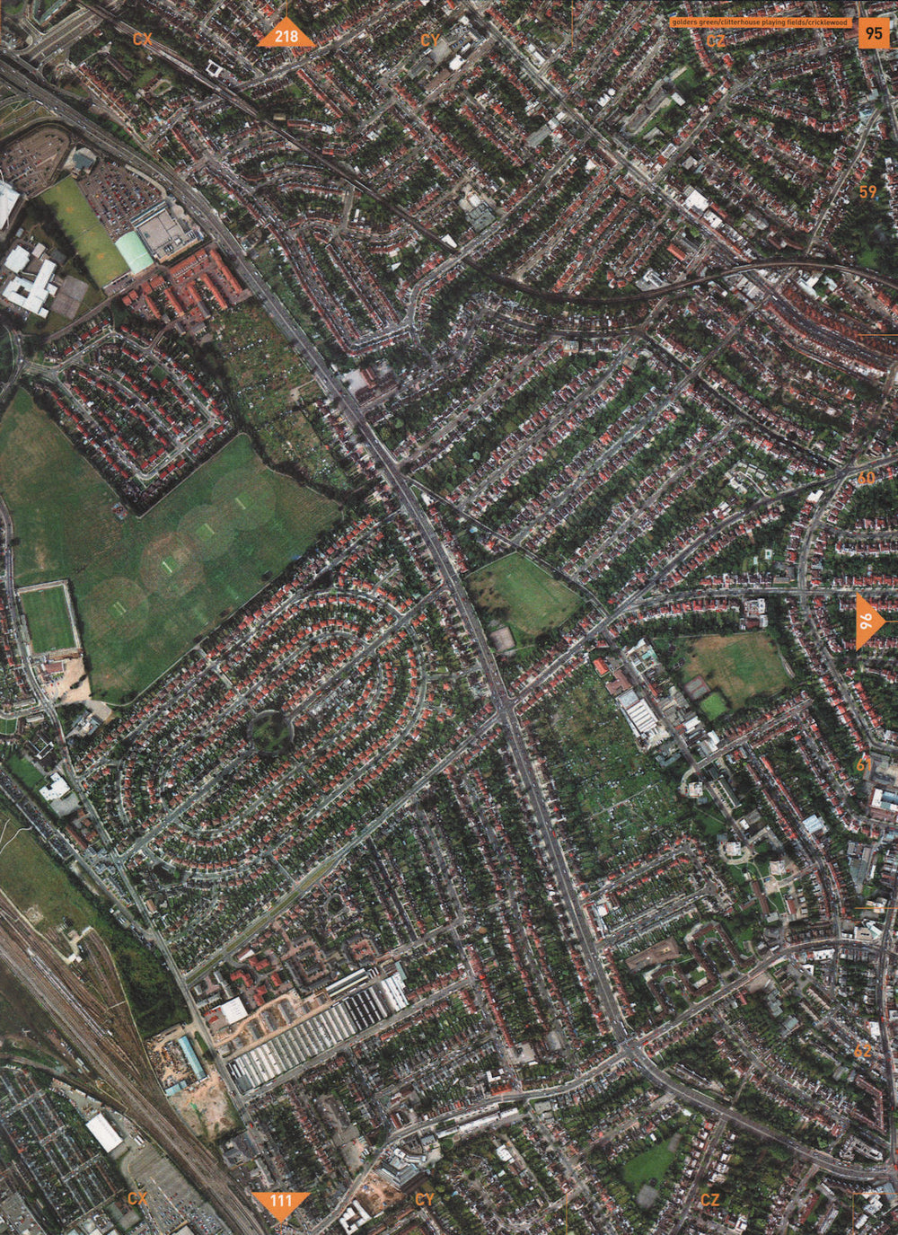 CRICKLEWOOD NW11 NW2. Brent Cross Golders Green Clitterhouse Fields 2000 map