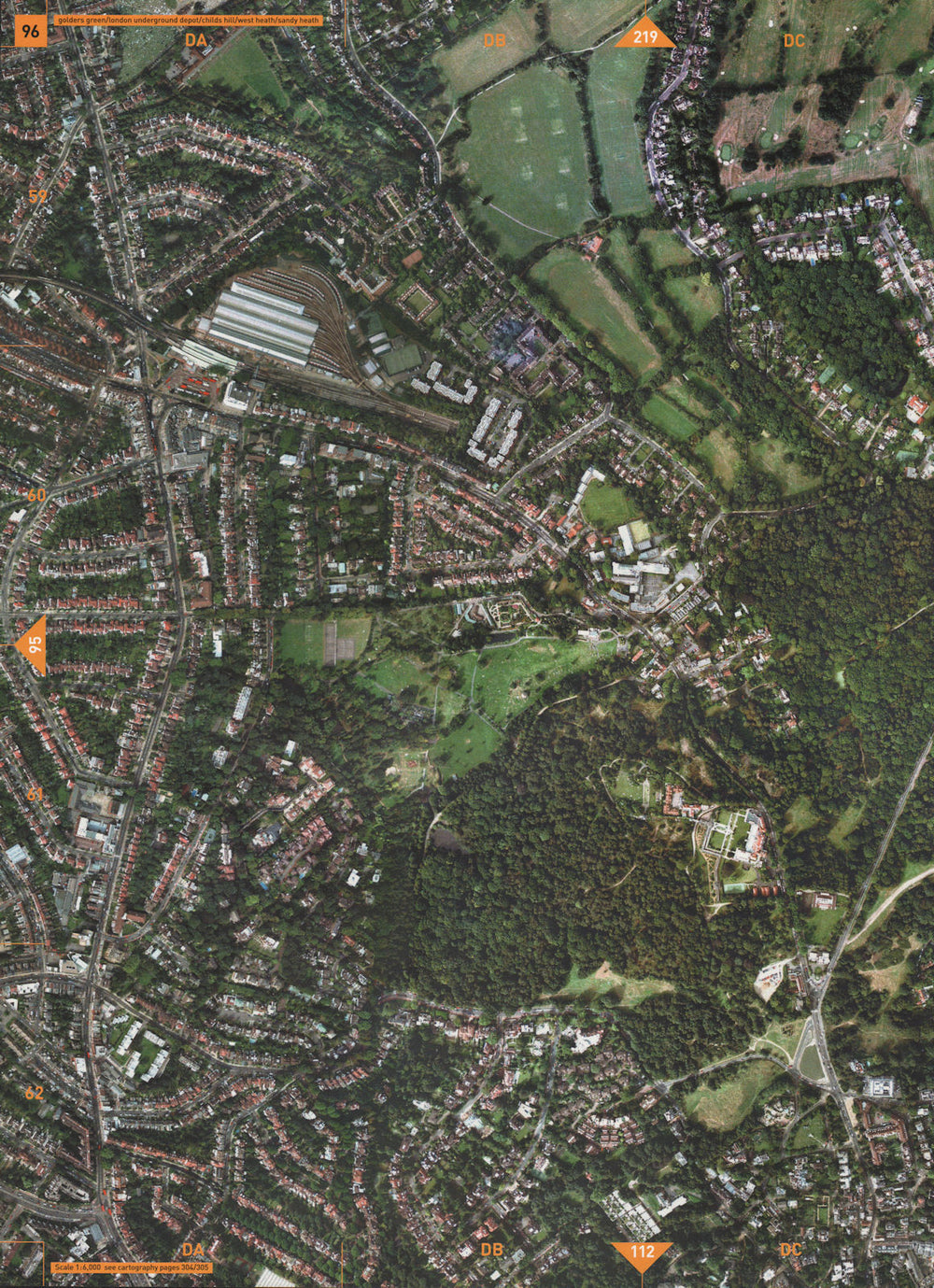 CHILDS HILL NW11 NW2 NW3.Golders Green Hampstead Heath West/Sandy Heath 2000 map