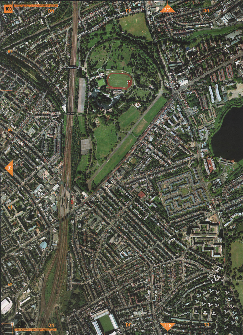 FINSBURY PARK N4 N5.West Reservoir Highbury Stadium Manor House Arsenal 2000 map