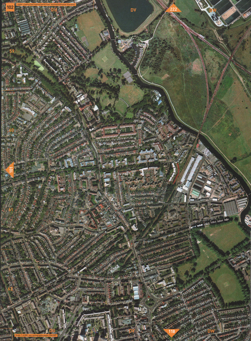 UPPER CLAPTON E5 N16. Springfield Park river Lea Walthamstow Marshes 2000 map