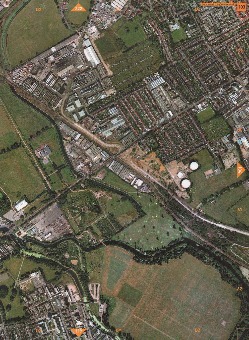 LEYTON E5 E17 E10. Lee Lea Bridge Hackney Marsh Walthamstow Marshes 2000 map