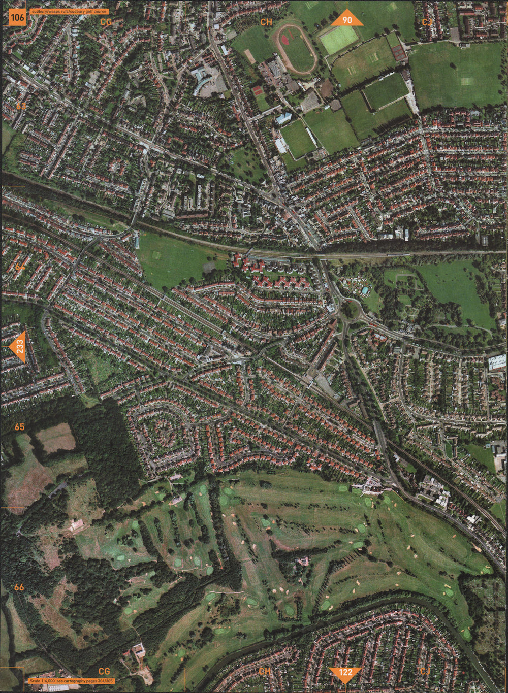 SUDBURY TOWN HA0 UB6. Wasps RUFC Golf Course Horsenden Hill Perivale 2000 map