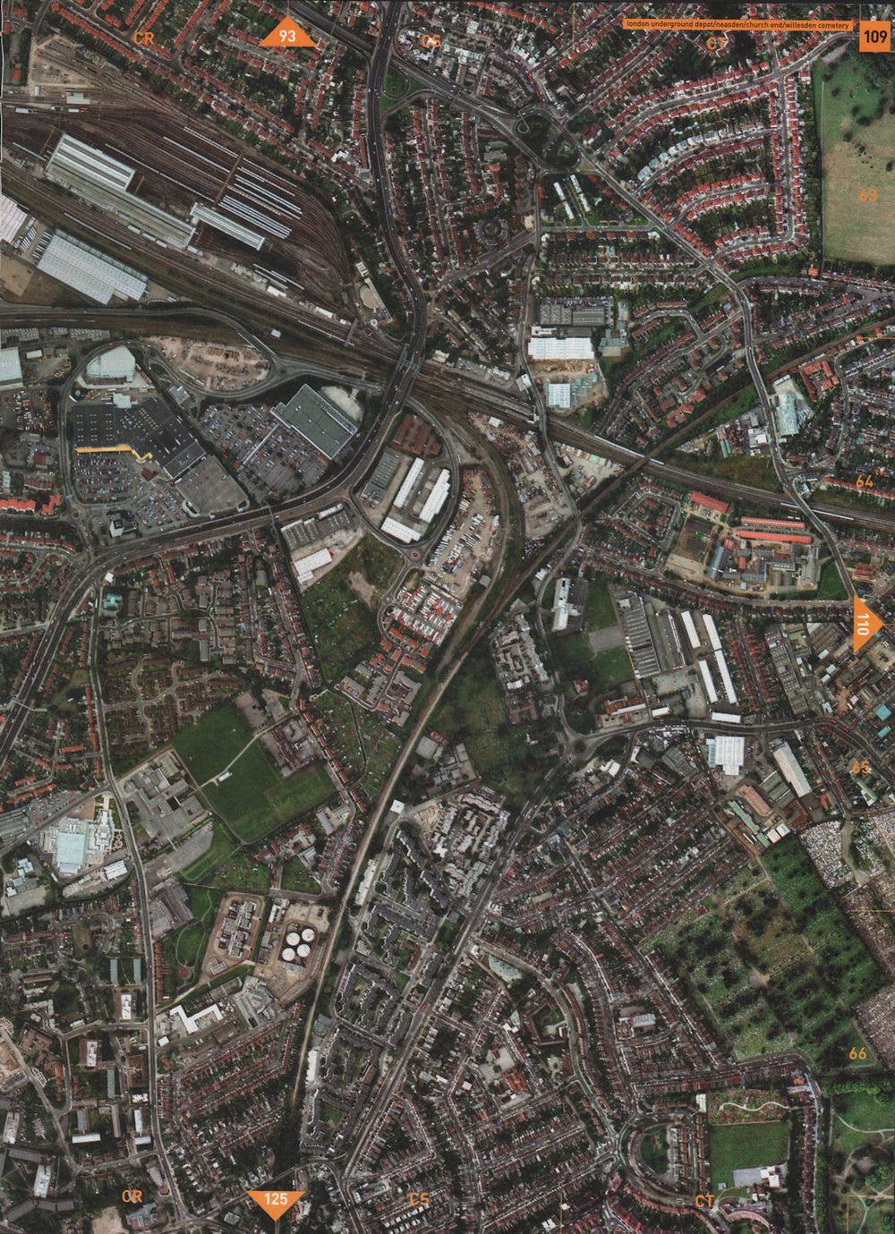 WILLESDEN NW10. London Underground Depot Neasden Church End Cemetery 2000 map