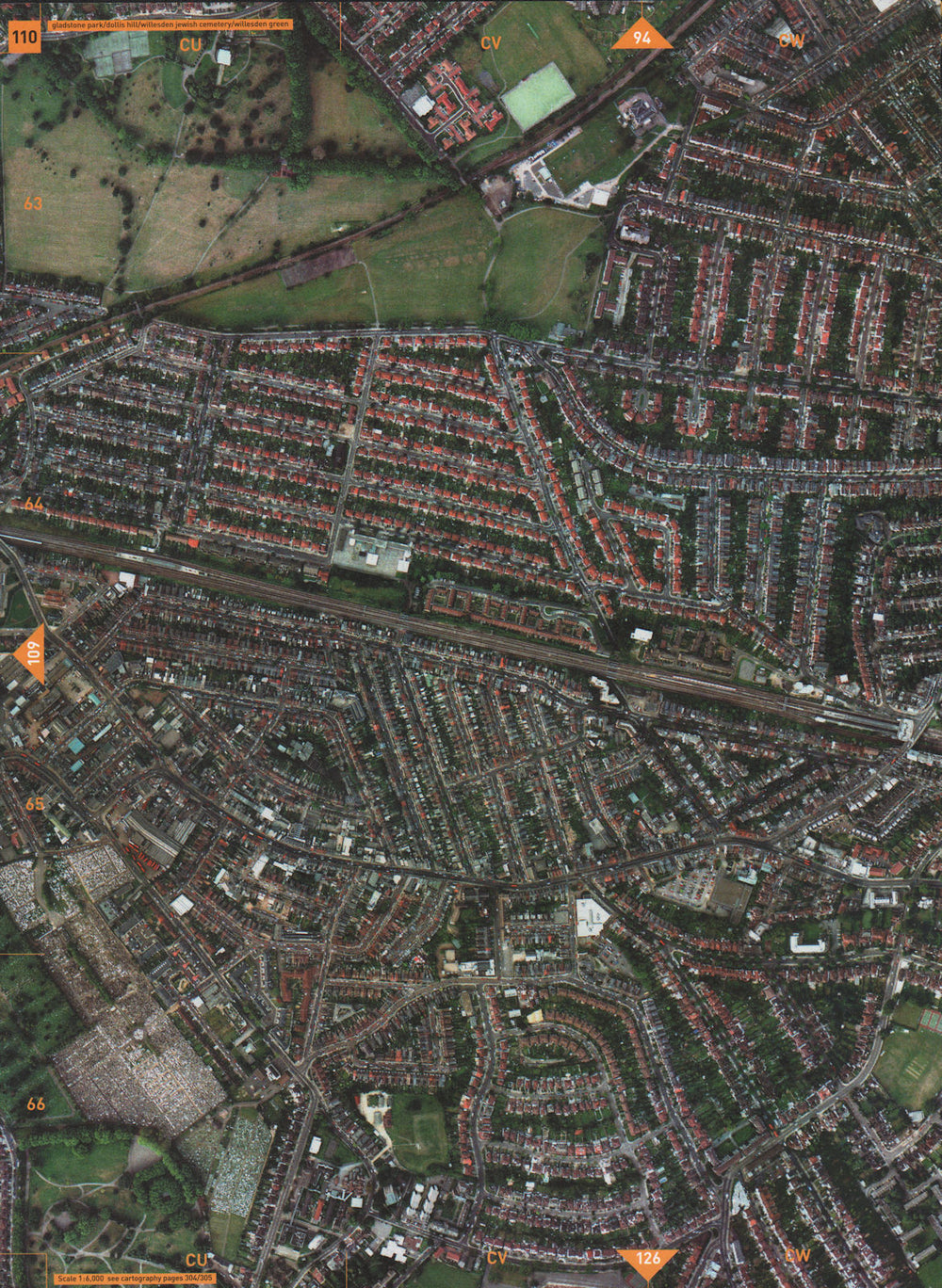 DOLLIS HILL NW10 NW2. Gladstone Park Willesden Green Jewish Cemetery 2000 map