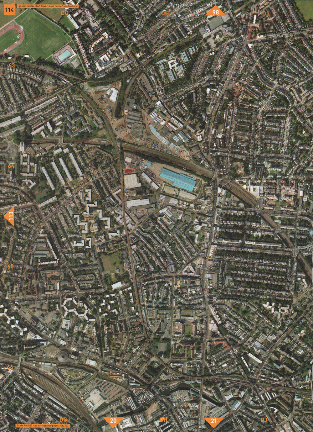 KENTISH TOWN NW5 NW1. Gospel Oak Camden Lock Chalk Farm Tufnell Park 2000 map