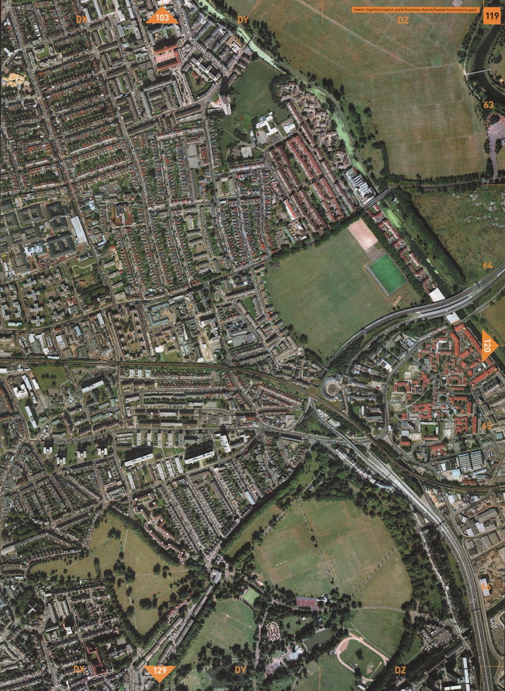 CLAPTON E9 E5. Lower Clapton Park Hackney Marsh Homerton Victoria Park 2000 map