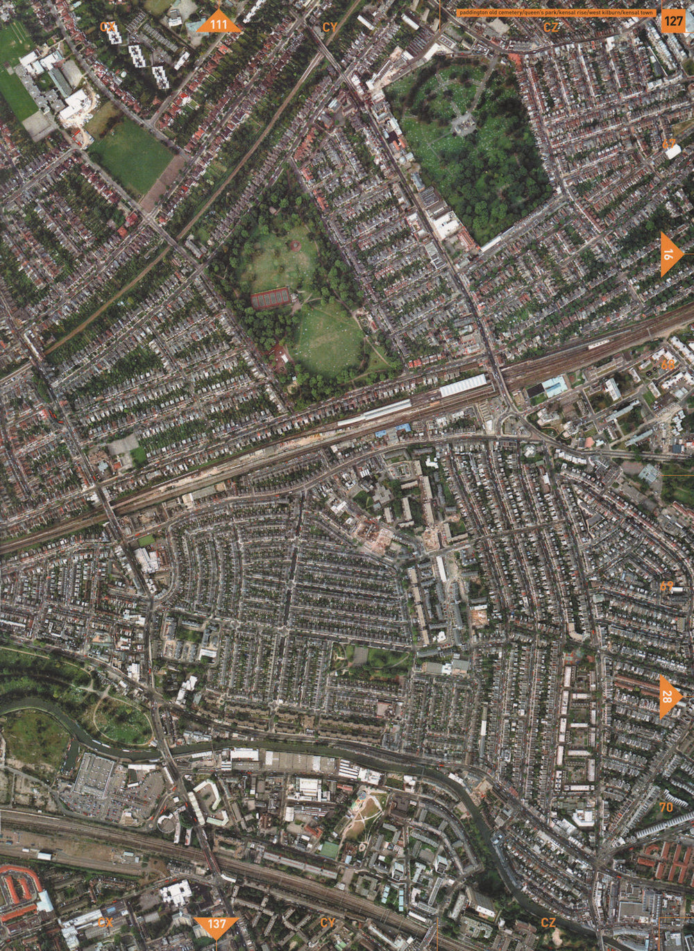 WEST KILBURN W10 W9 NW6. Cemetery Queen's Park Kensal Rise Maida Hill 2000 map