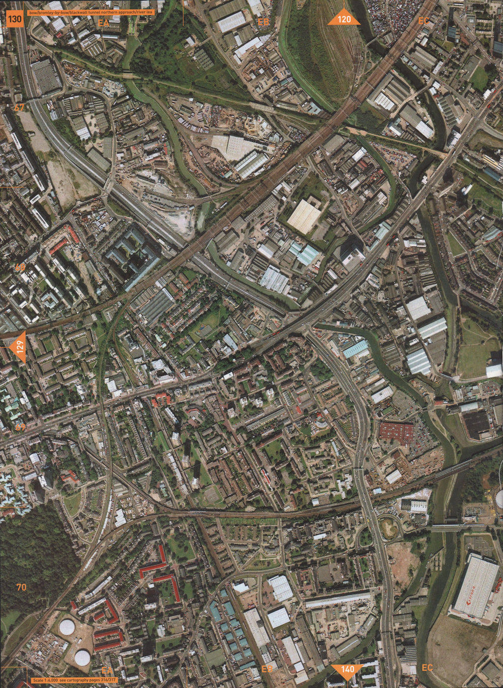 BROMLEY-BY-BOW E3 E15. river Lea Bow Rd Stratford Olympic stadium site 2000 map