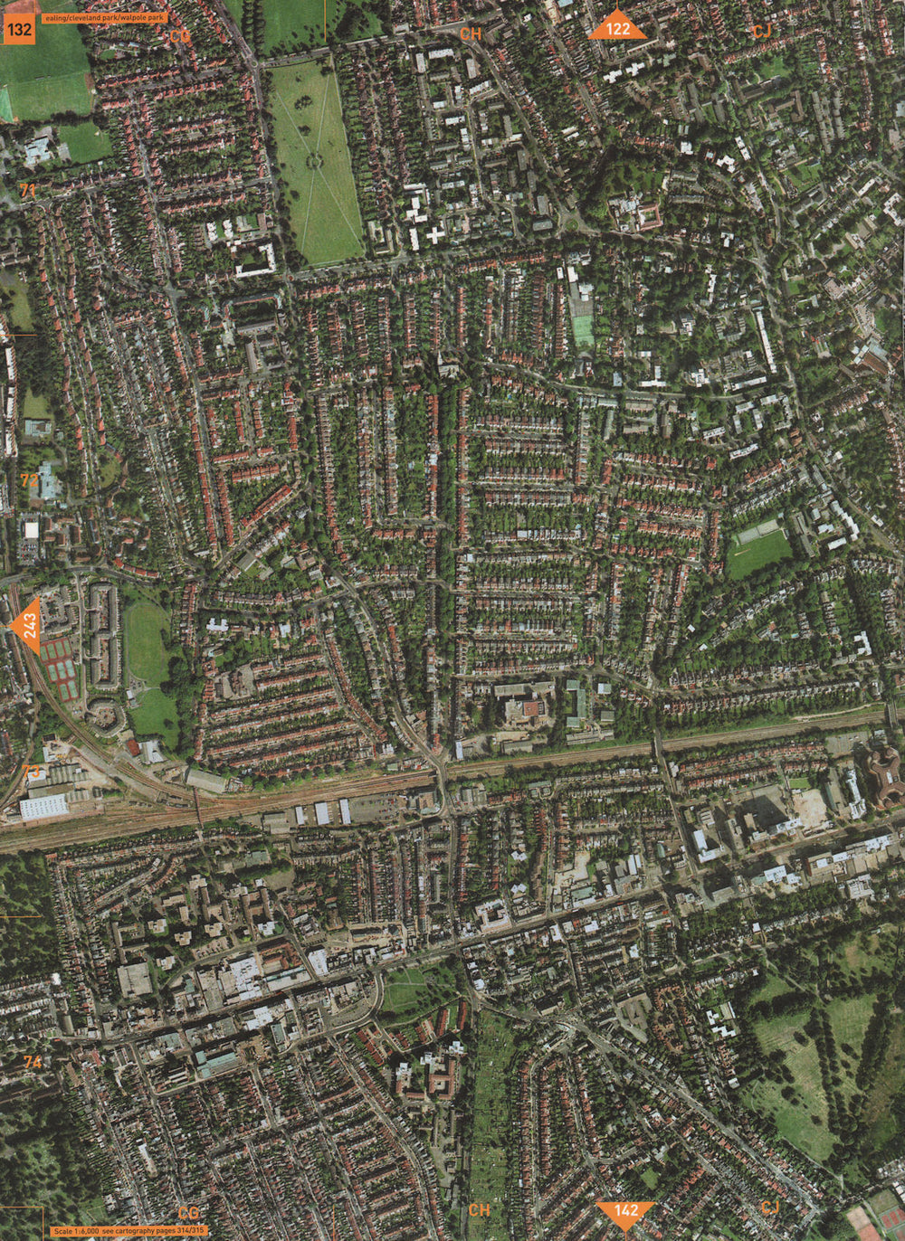 WEST EALING W13 W5. Cleveland Park Walpole Park 2000 old vintage map chart