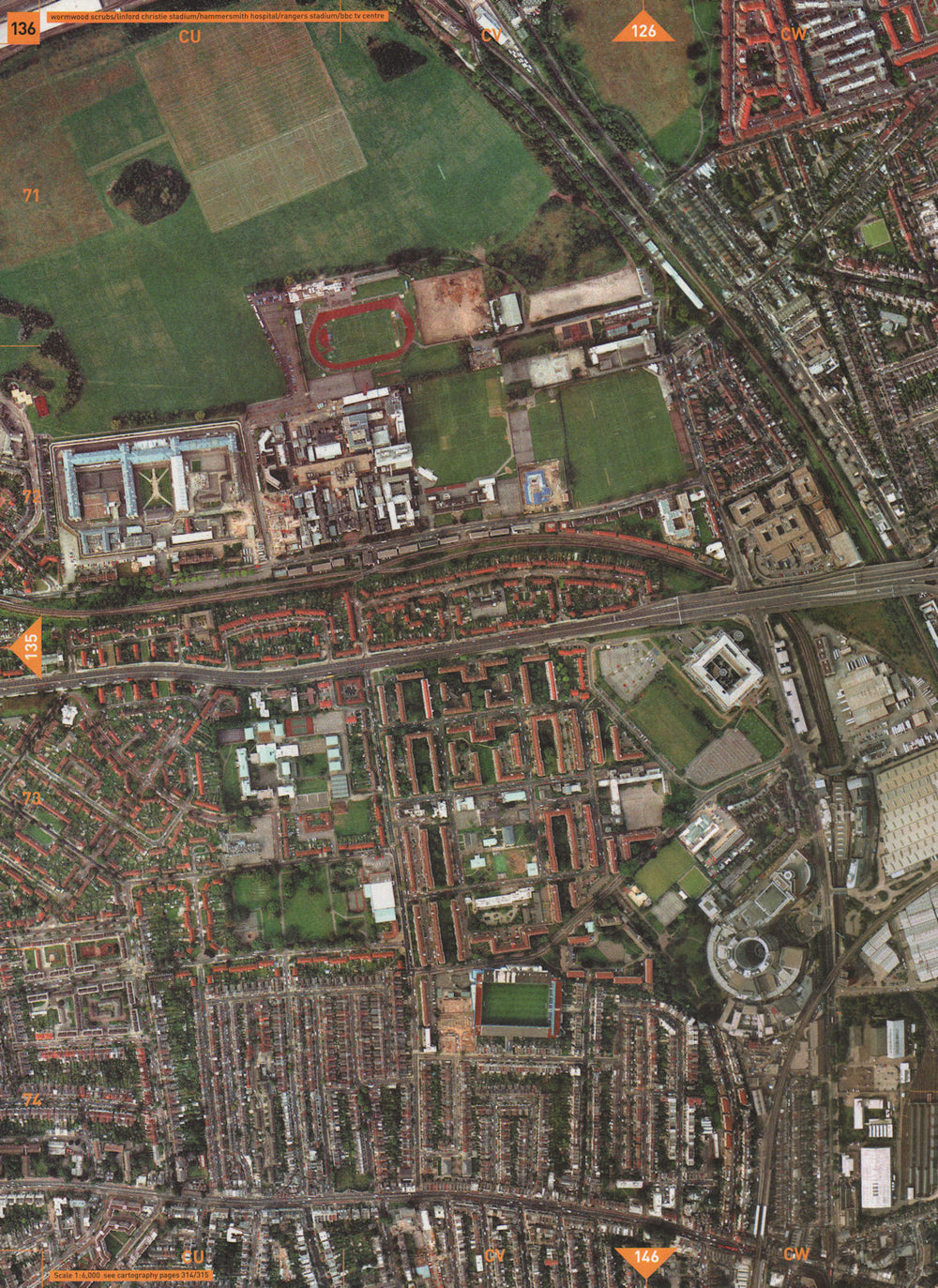 SHEPHERDS BUSH W12 W10. Wormwood Scrubs Loftus Road BBC TV Centre 2000 old map