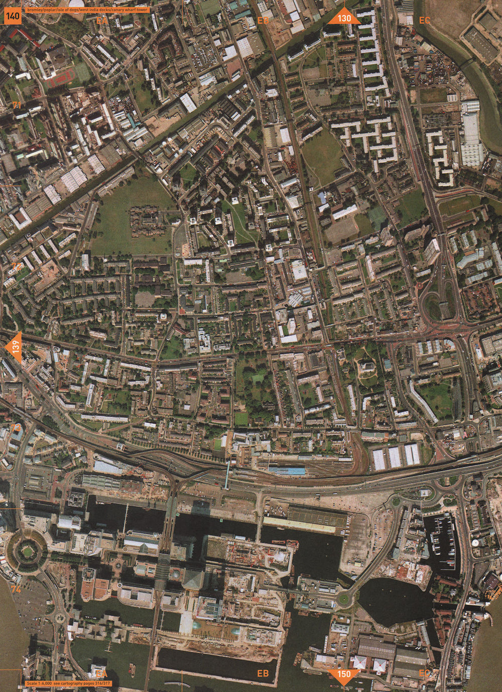CANARY WHARF E14 E3. Bromley Poplar West India Docks Canary Wharf 2000 old map