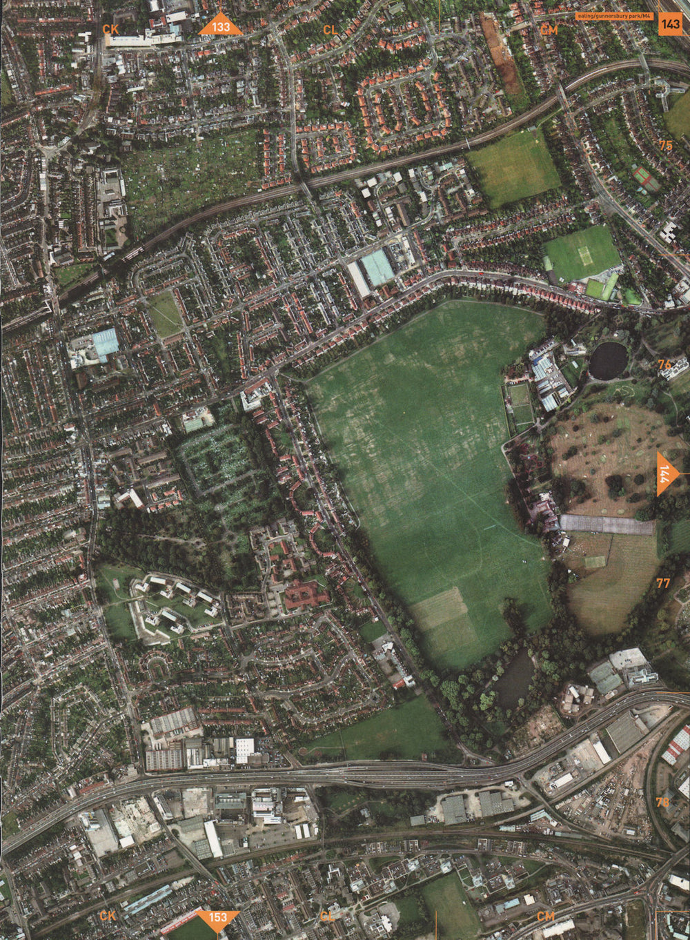 GUNNERSBURY PARK W3 W5 TW8. Ealing Kew Bridge Station S Ealing Cemetery 2000 map
