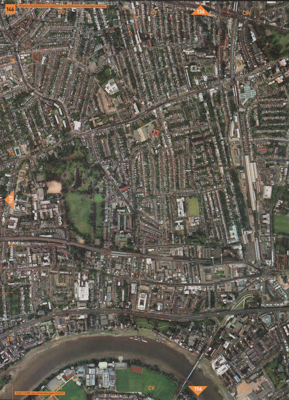 SHEPHERD'S BUSH W6 W12 SW13.Ravenscourt Park Hammersmith Brdg Castelnau 2000 map