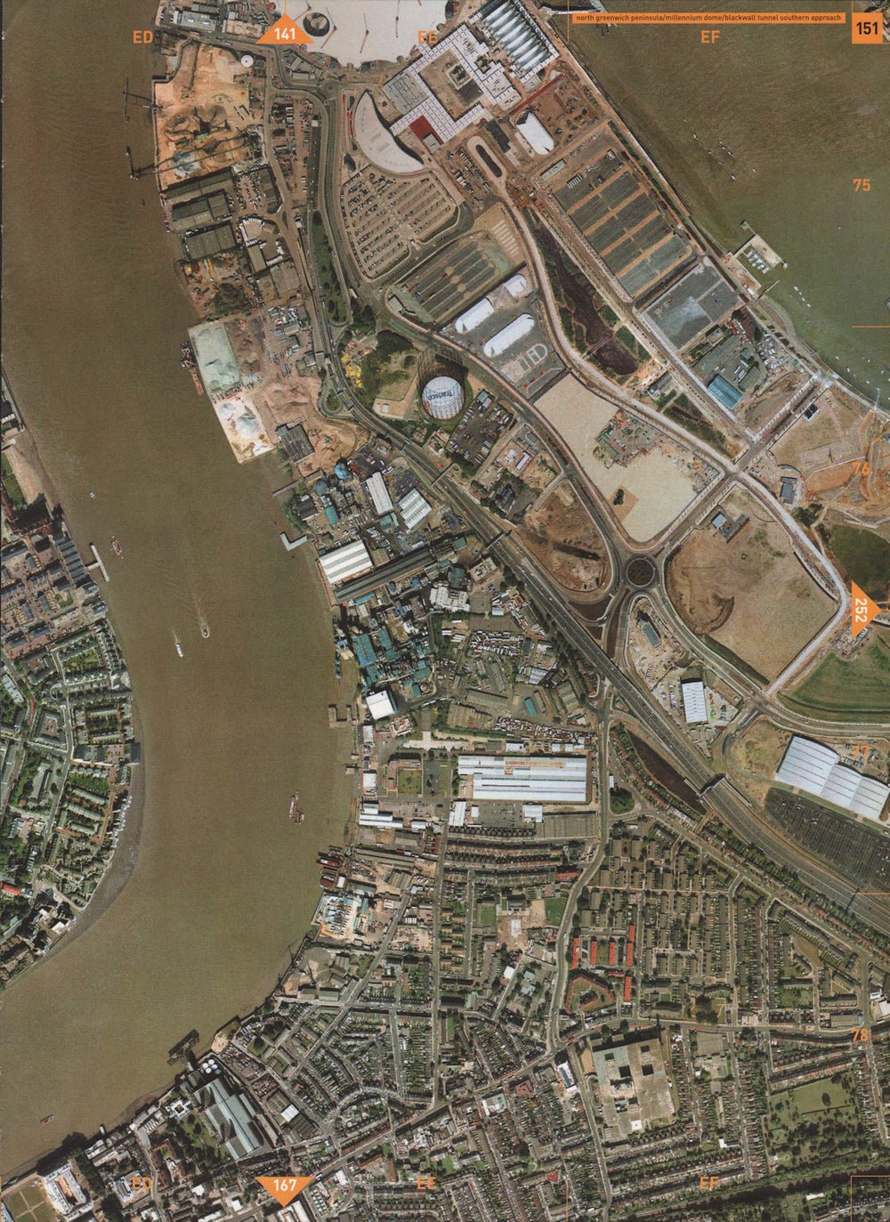 NORTH GREENWICH PENINSULA SE10. Millennium Dome (o2) Blackwall Tunnel 2000 map