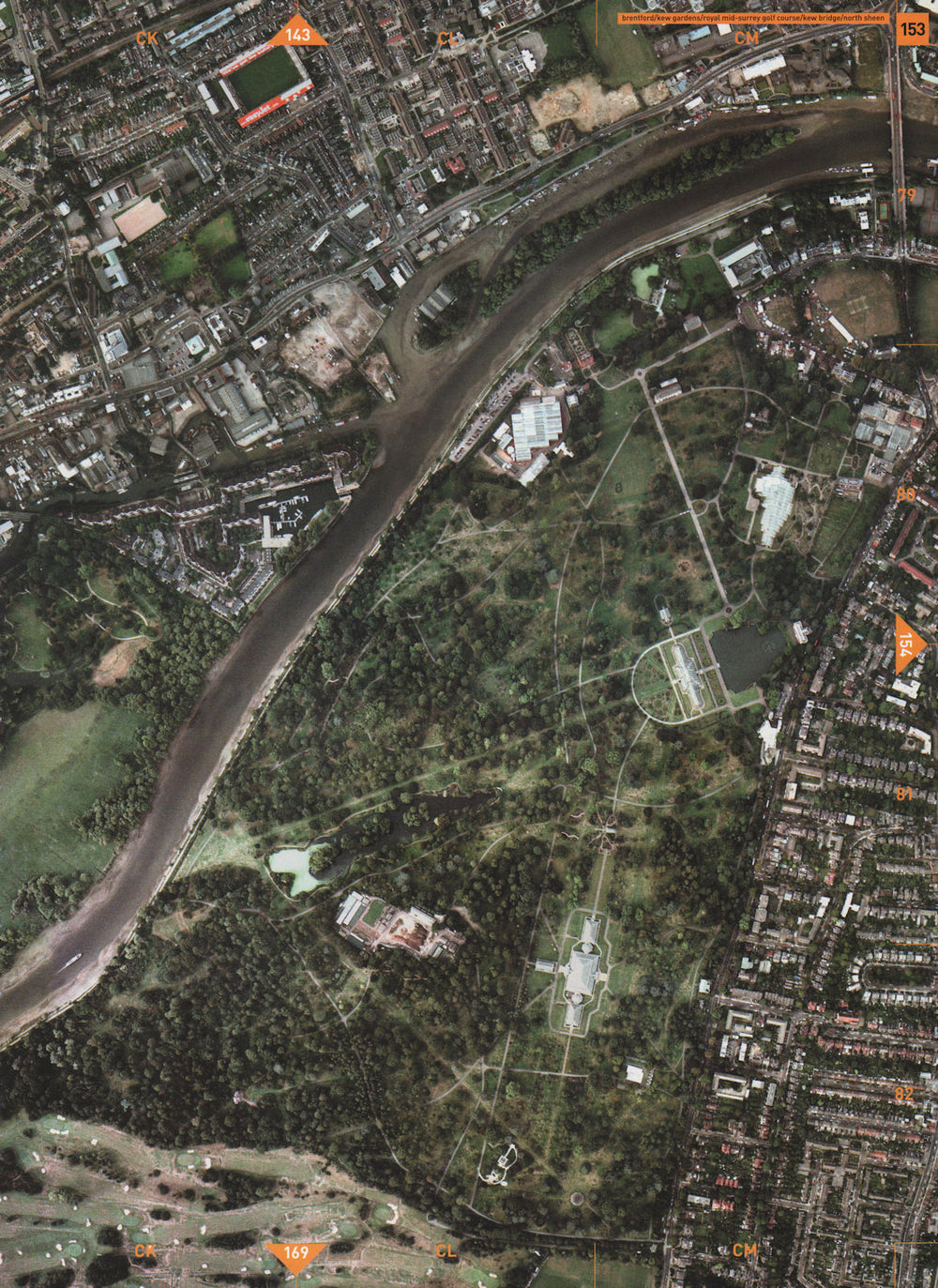 KEW GARDENS TW8 TW9.Kew Bridge Brentford Surrey Golf Course North Sheen 2000 map