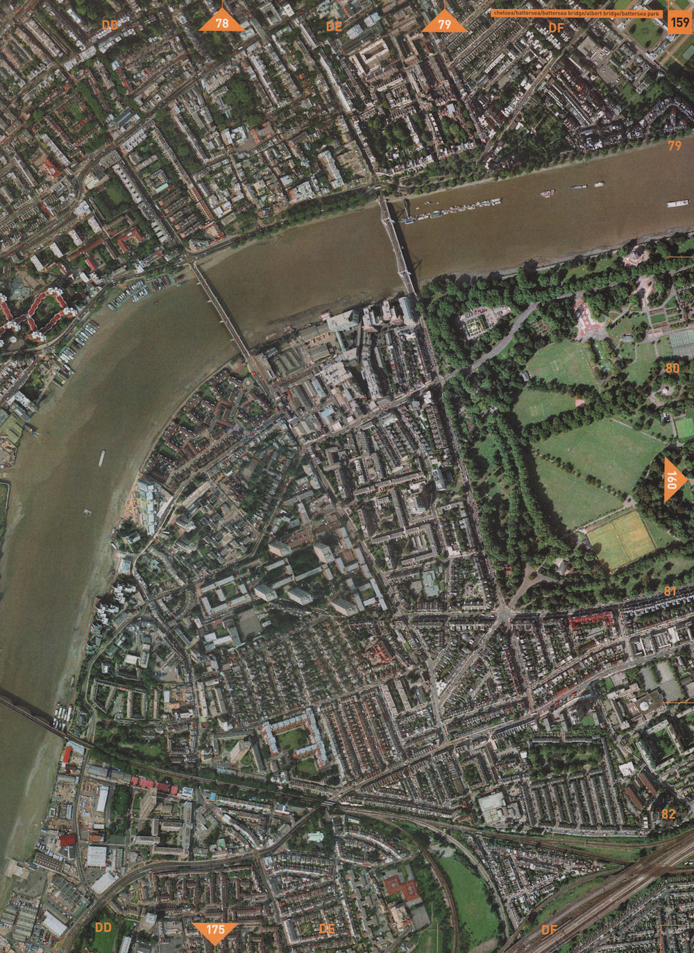BATTERSEA PARK SW11 SW3. Chelsea Battersea Bridge Albert Bridge 2000 old map