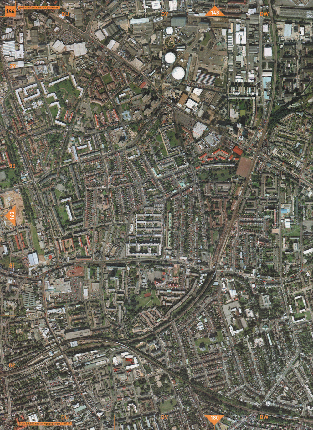 PECKHAM SE15. South Eastern Gas Works Peckham Rye Nunhead 2000 old vintage map