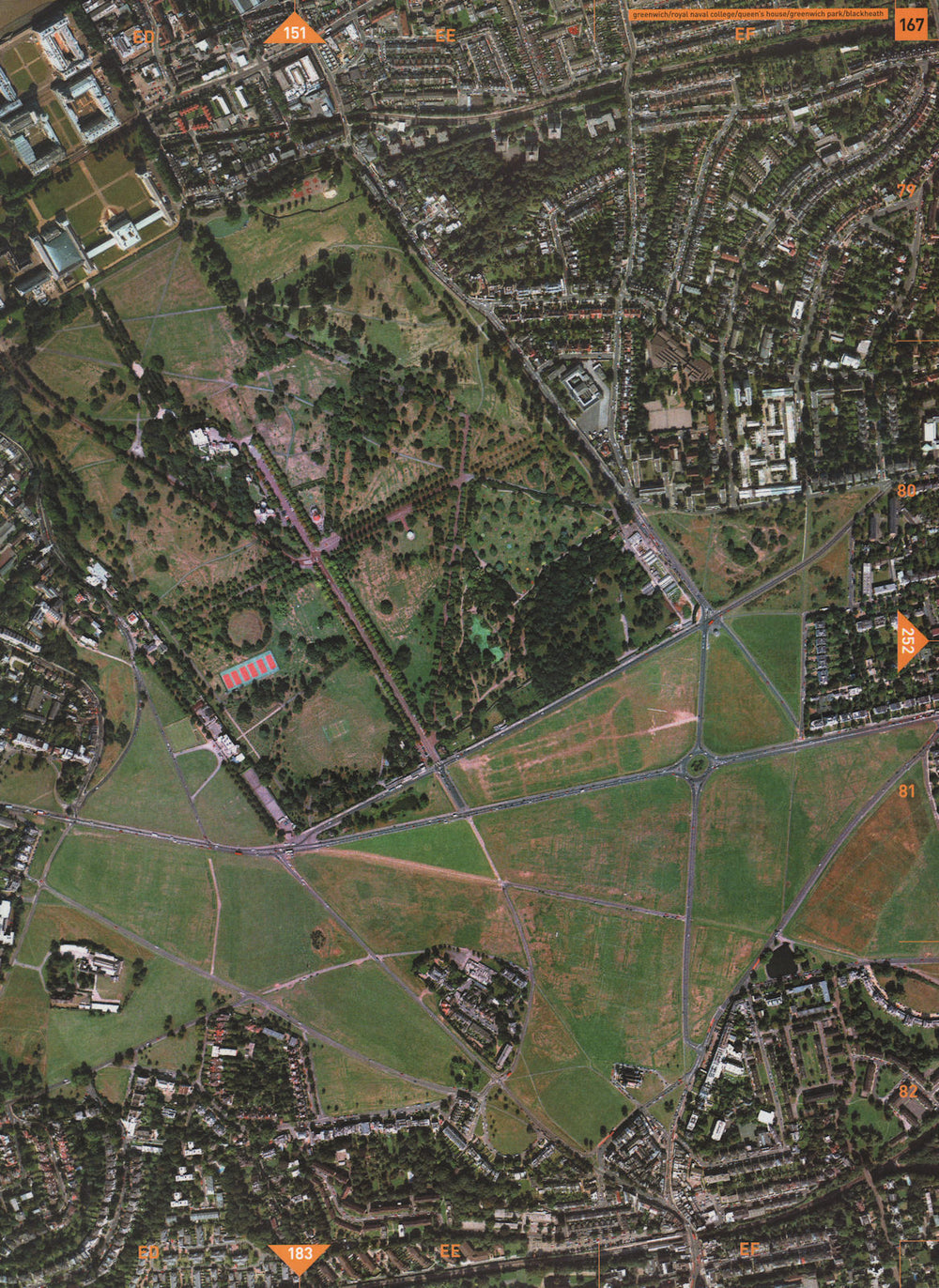 GREENWICH PARK SE10 SE3. Royal Naval College Queen's House Blackheath 2000 map