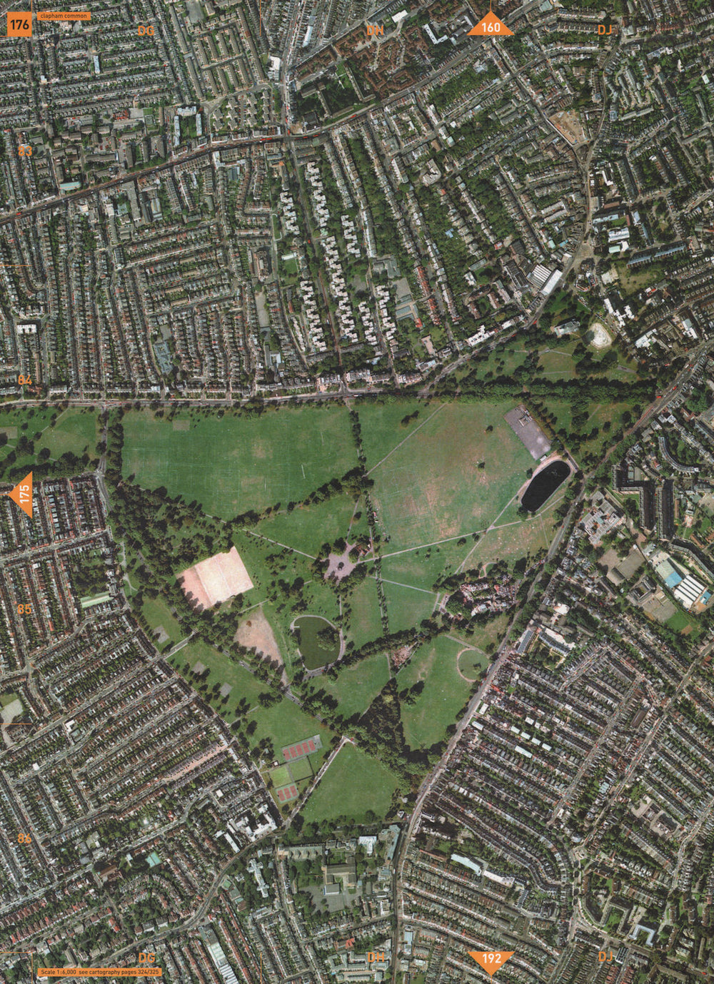 CLAPHAM COMMON SW4 SW11. Clapham South Clapham Park 2000 old vintage map chart