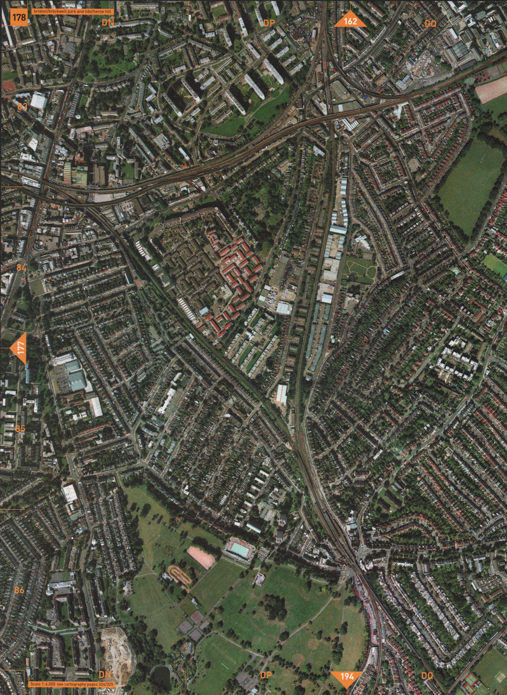 BRIXTON SW9 SE24 SW2 SE5. Brockwell Park and Lido Herne Hill 2000 old map
