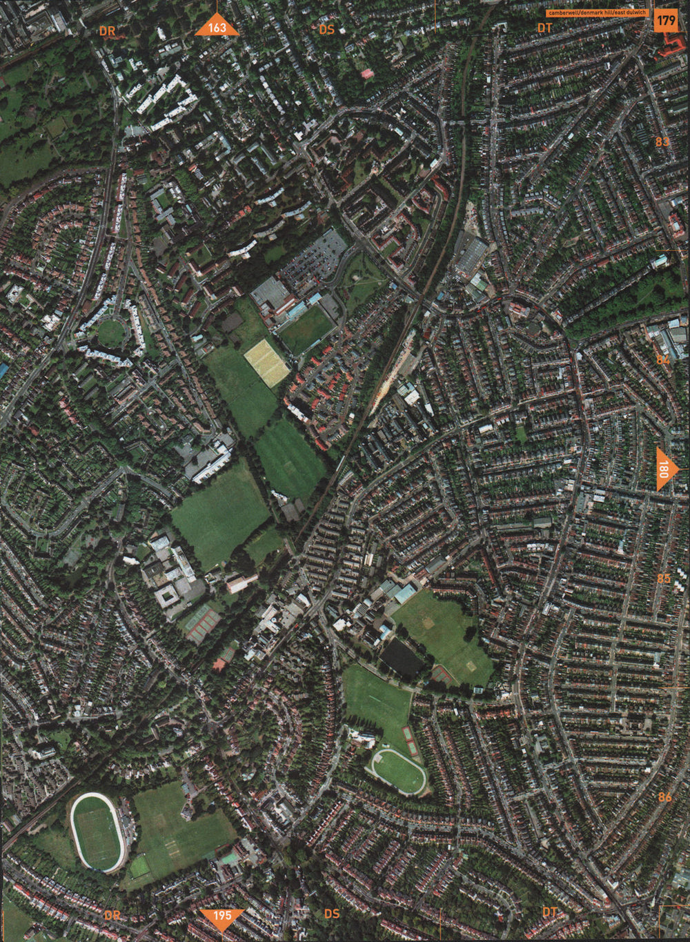 EAST DULWICH SE24 SE5 SE15 SE22. Camberwell Denmark Hill Herne Hill 2000 map
