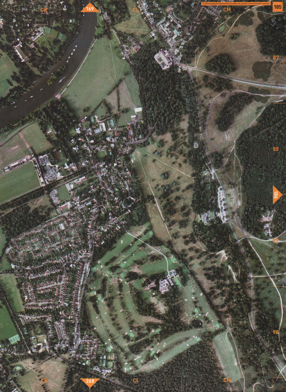 PETERSHAM TW10 TW1. Richmond Sudbrook Park Richmond Golf Course 2000 old map