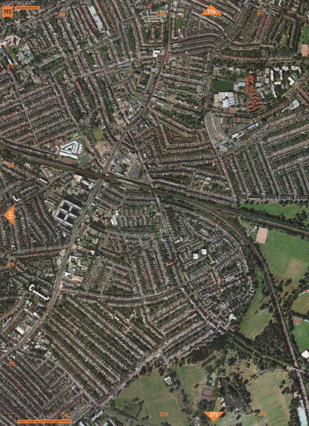 BALHAM SW12 SW17. Tooting Bec Common Balham High Road 2000 old vintage map