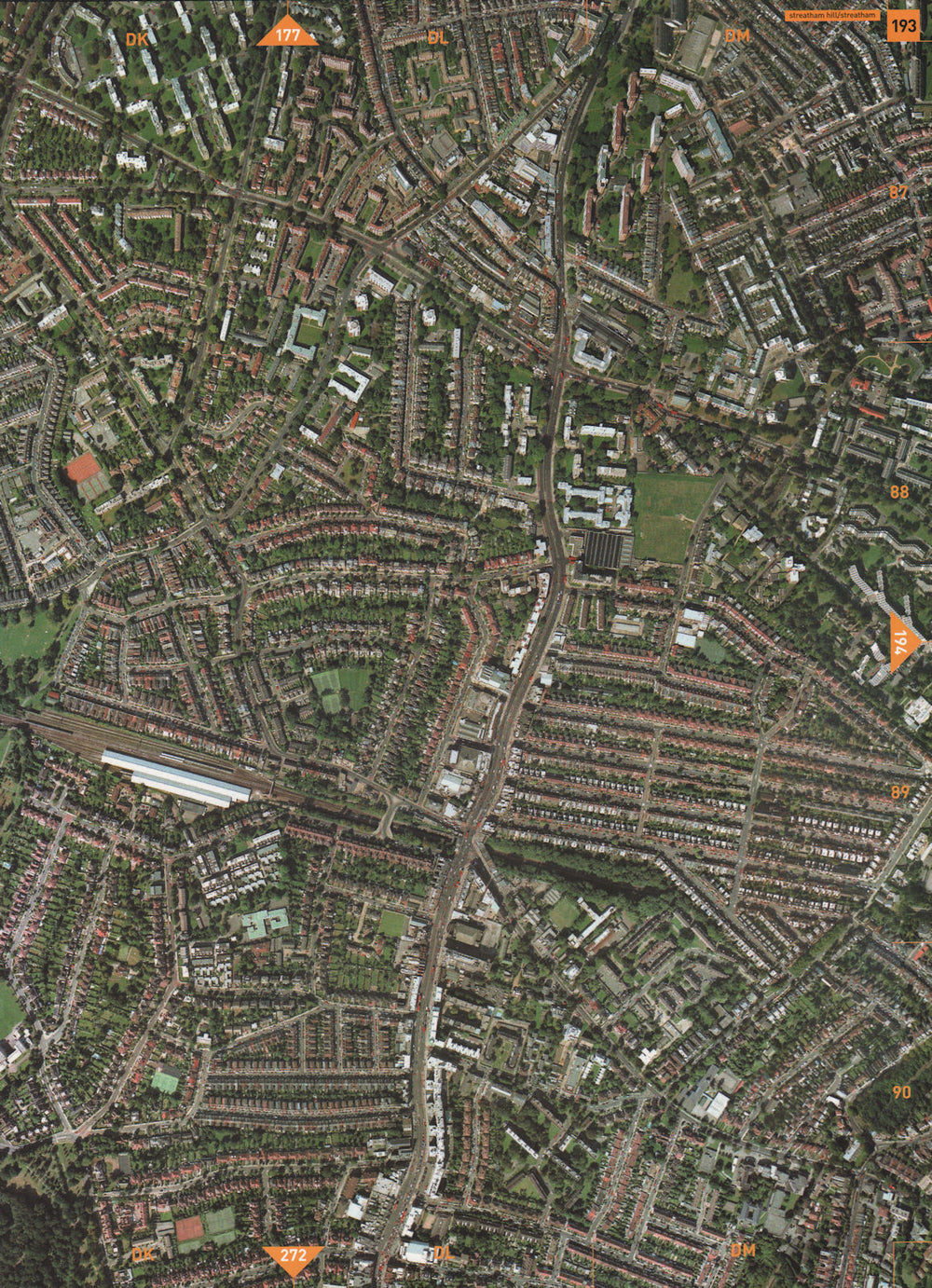 STREATHAM HILL SW2 SW16. Streatham High Road 2000 old vintage map plan chart