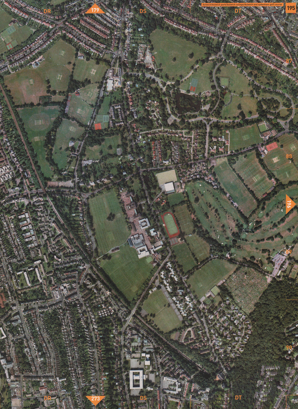 DULWICH SE21. Dulwich Park Dulwich College D'ch & Sydenham Golf Course 2000 map