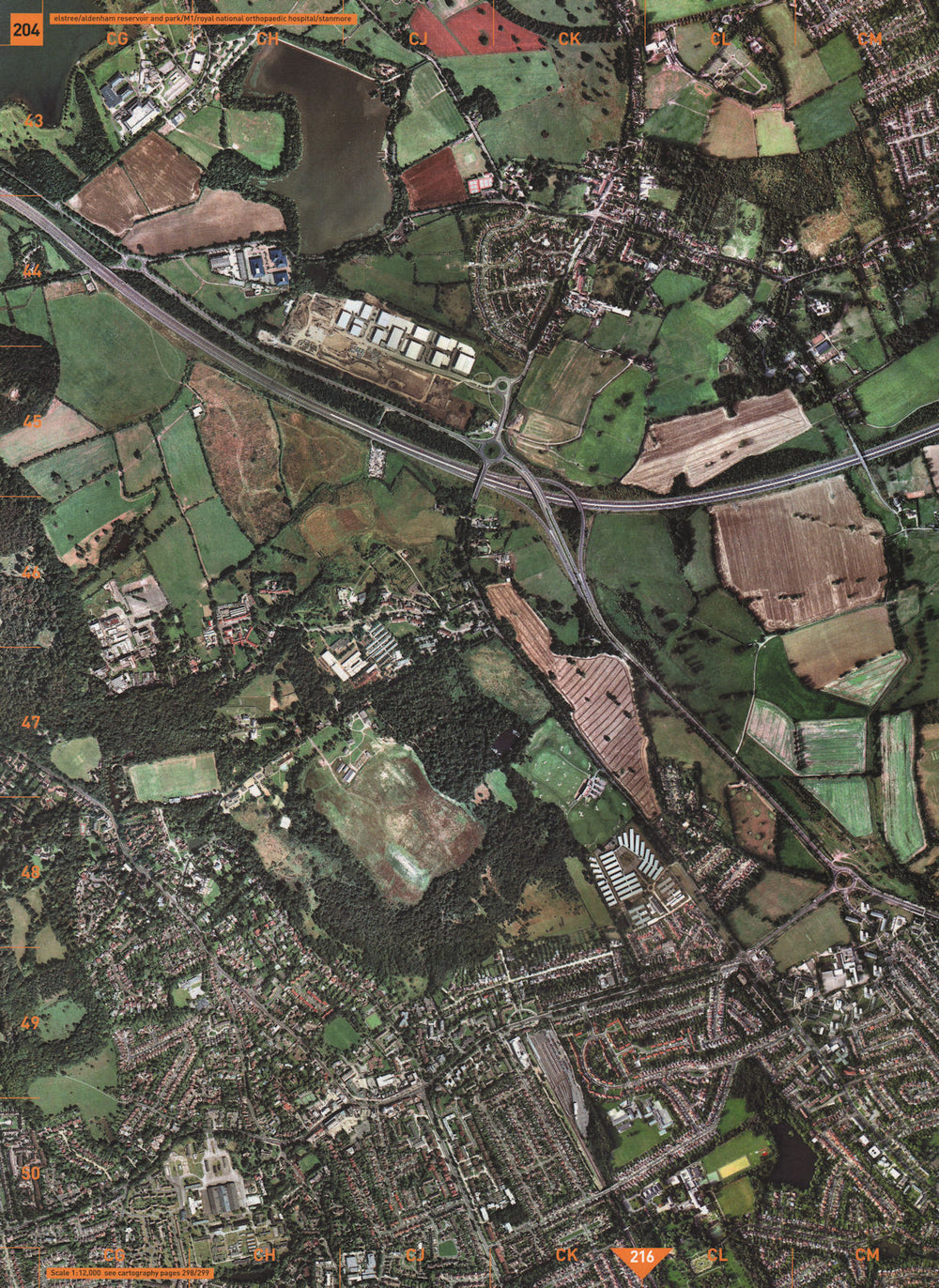 STANMORE. Elstree Aldenham Reservoir National Orthopaedic Hospital M1 2000 map