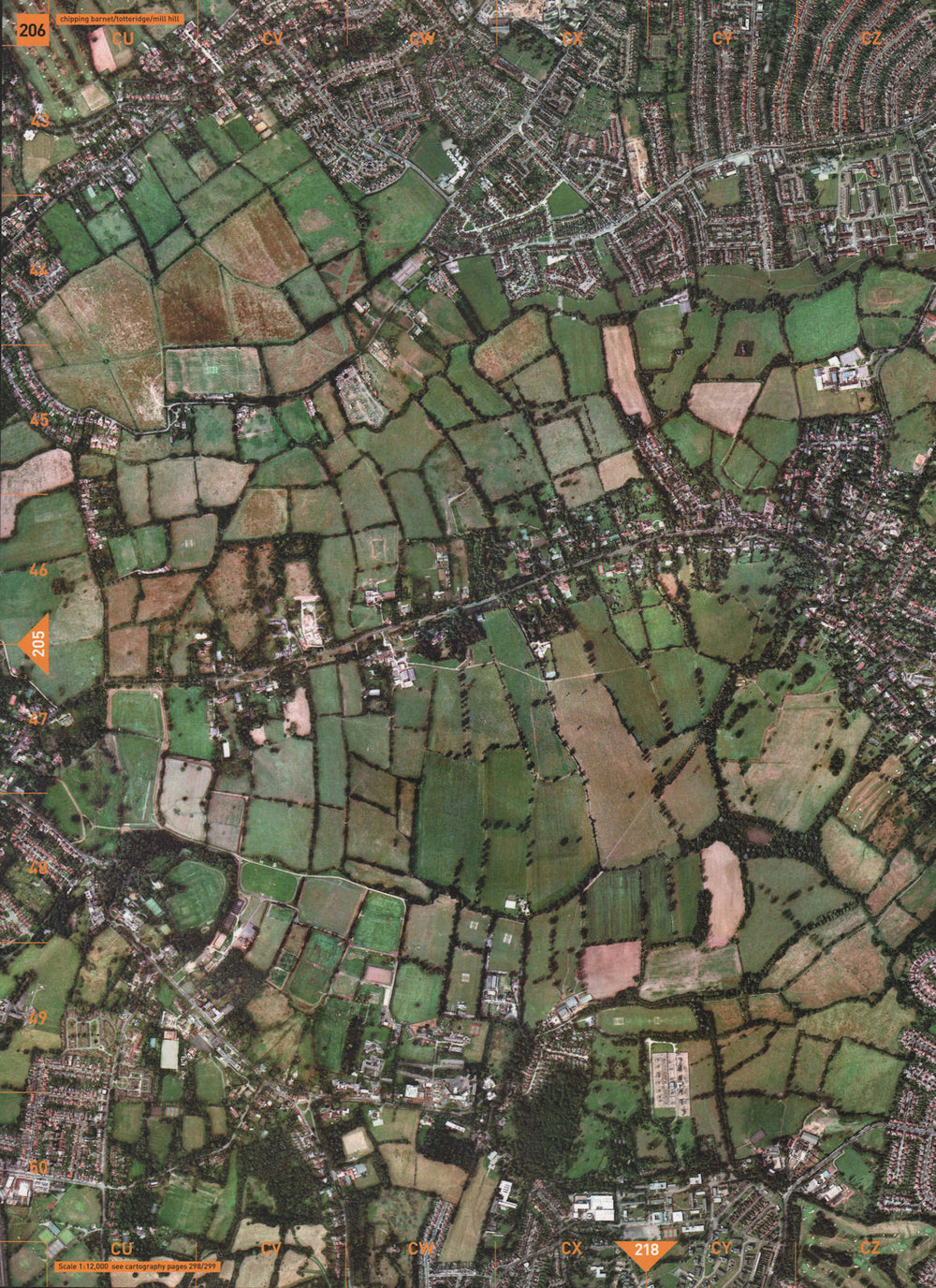 CHIPPING BARNET NW7 N20. Totteridge Mill Hill 2000 old vintage map plan chart