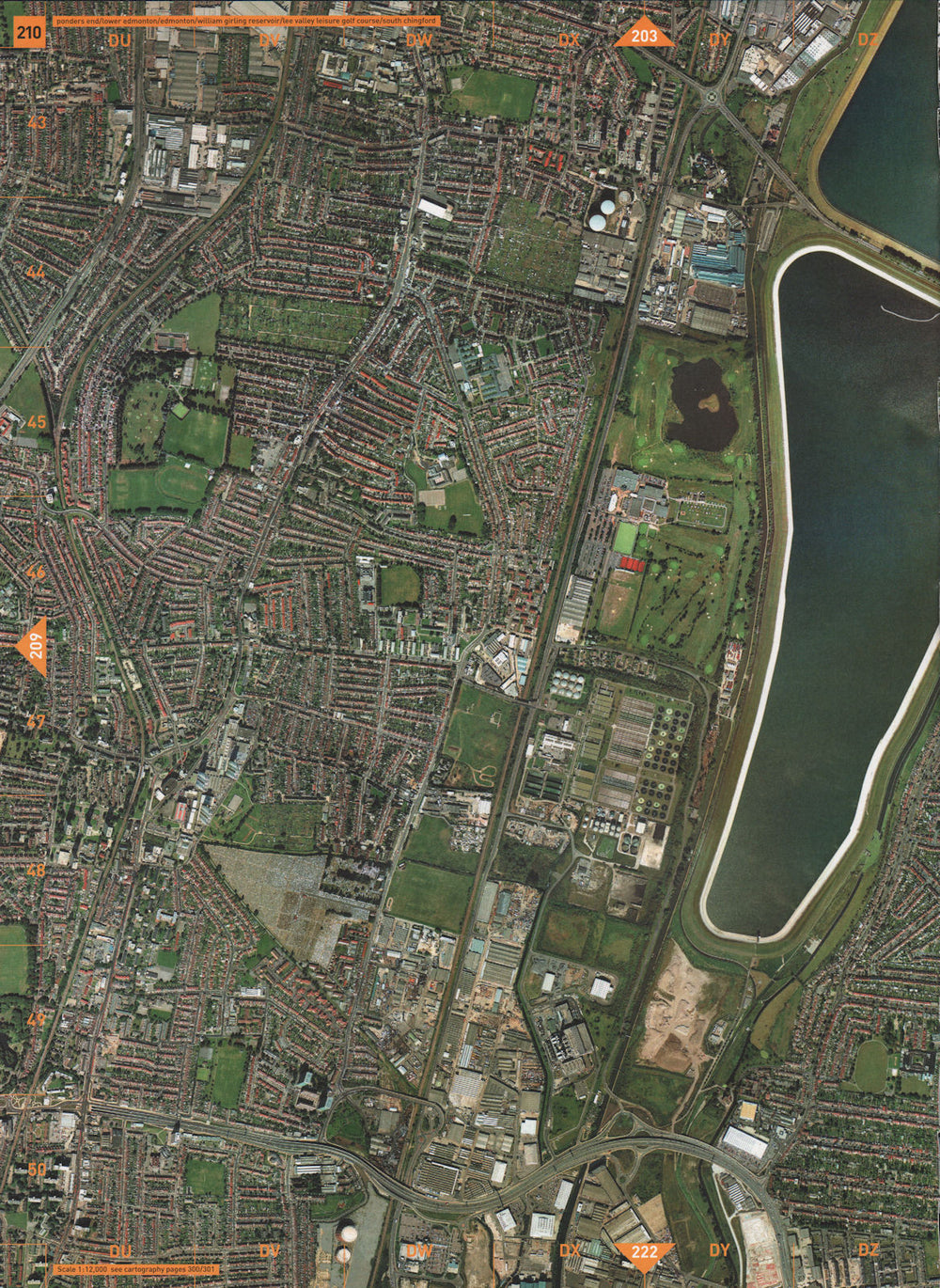 LOWER EDMONTON N9 E4. Ponders End Reservoir Lee Valley Sth Chingford 2000 map