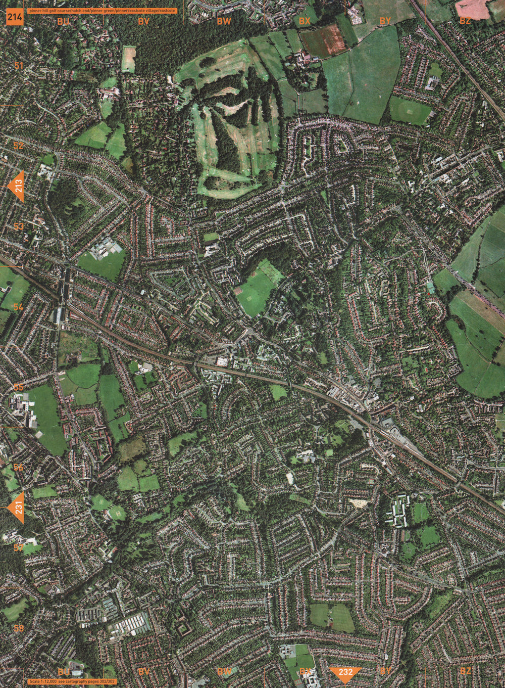 PINNER. Hill Golf Course Hatch End Green Eastcote village 2000 old vintage map