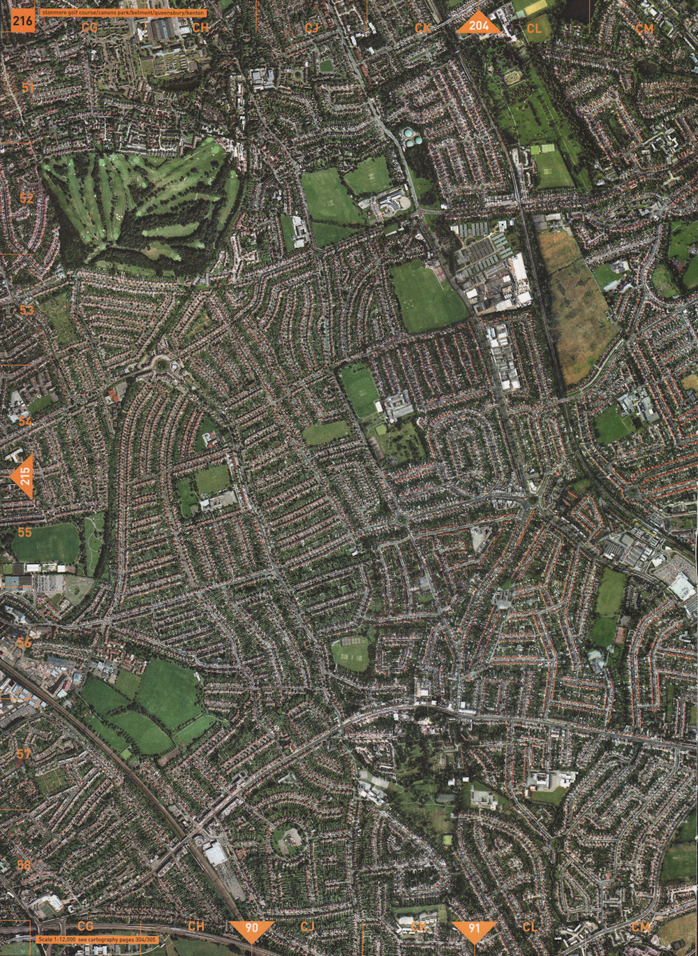 QUEENSBURY. Stanmore Golf Course Canons Park Belmont Queensbury Kenton 2000 map