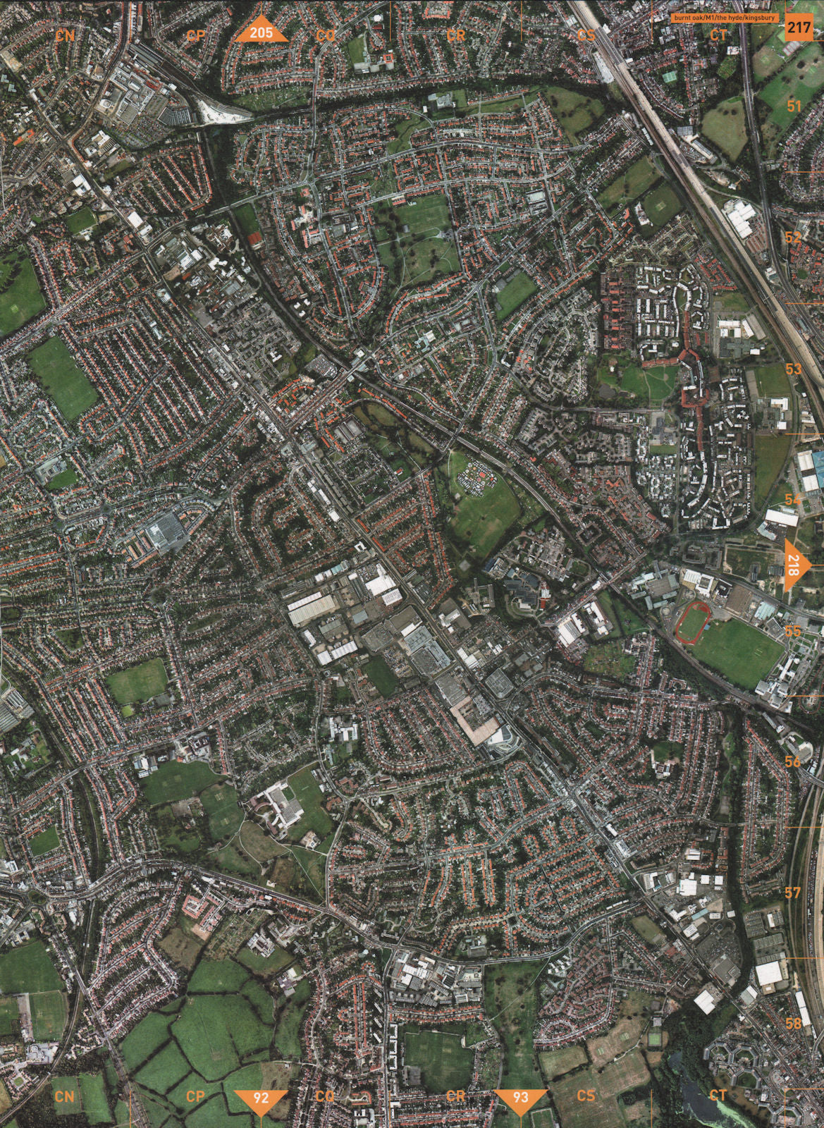 KINGSBURY NW9 NW7. Burnt Oak M1 The Hyde Kingsbury 2000 old vintage map ...
