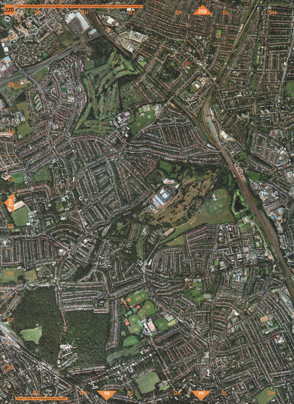 MUSWELL HILL N10 N22 N8 N11. Golf Course Alexandra Palace 2000 old vintage map