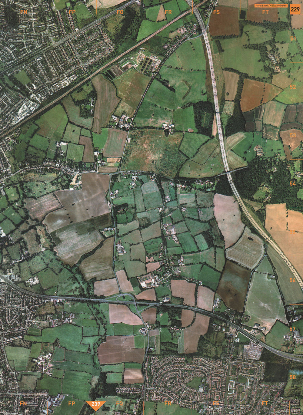 HAROLD PARK. M25 Upminster 2000 vintage map plan chart