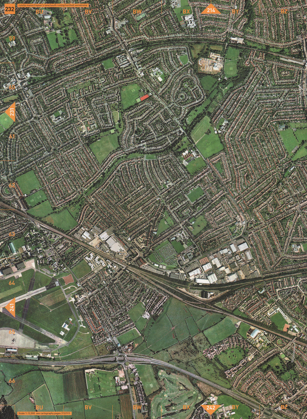RAYNER'S LANE. Ruislip Manor South Ruislip Northolt Aerodrome 2000 old map
