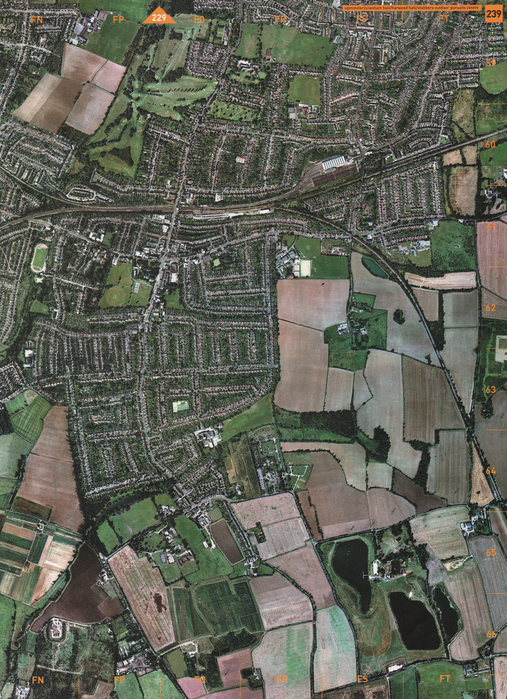 UPMINSTER. Cranham Hall Harwood Hall Stubbers Outdoor Pursuits Centre 2000 map