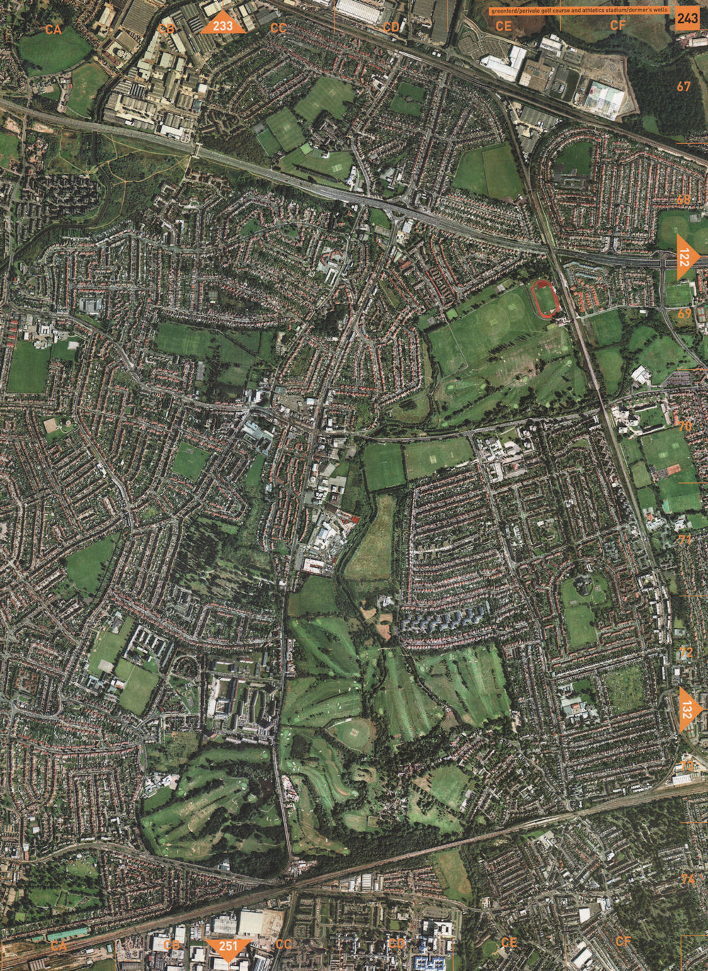GRENFORD. Perivale Golf Course and Athletics Stadium Dormer's Wells 2000 map