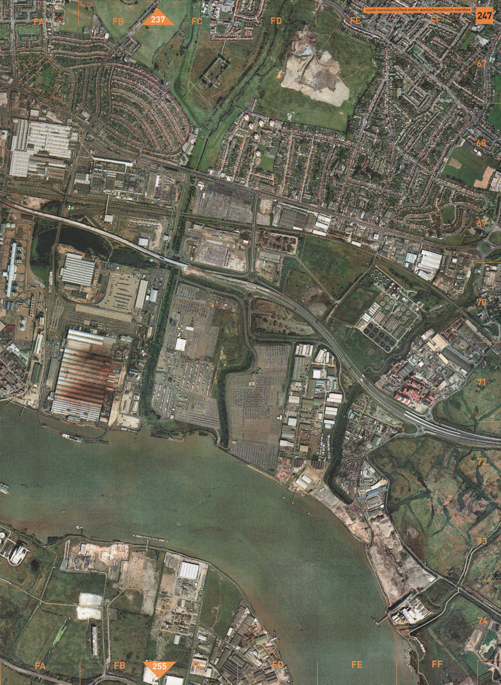 DAGENHAM. South Hornchurch Ford Motor Works Hornchurch Marshes 2000 old map
