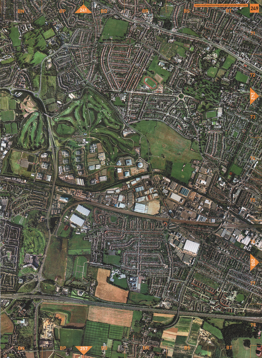 HAYES. Hayes End Stockley Park Golf Course Hayes Town 2000 old vintage map