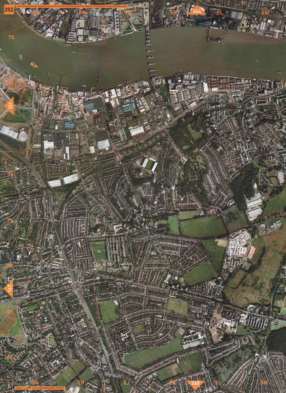 CHARLTON SE7 SE18 SE3 SE10 E16. Silvertown Thames Barrier Kidbrooke 2000 map