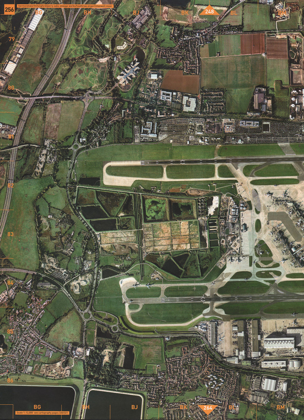 HEATHROW AIRPORT. Harmondsworth Sewage Works Stanwell Moor 2000 old map