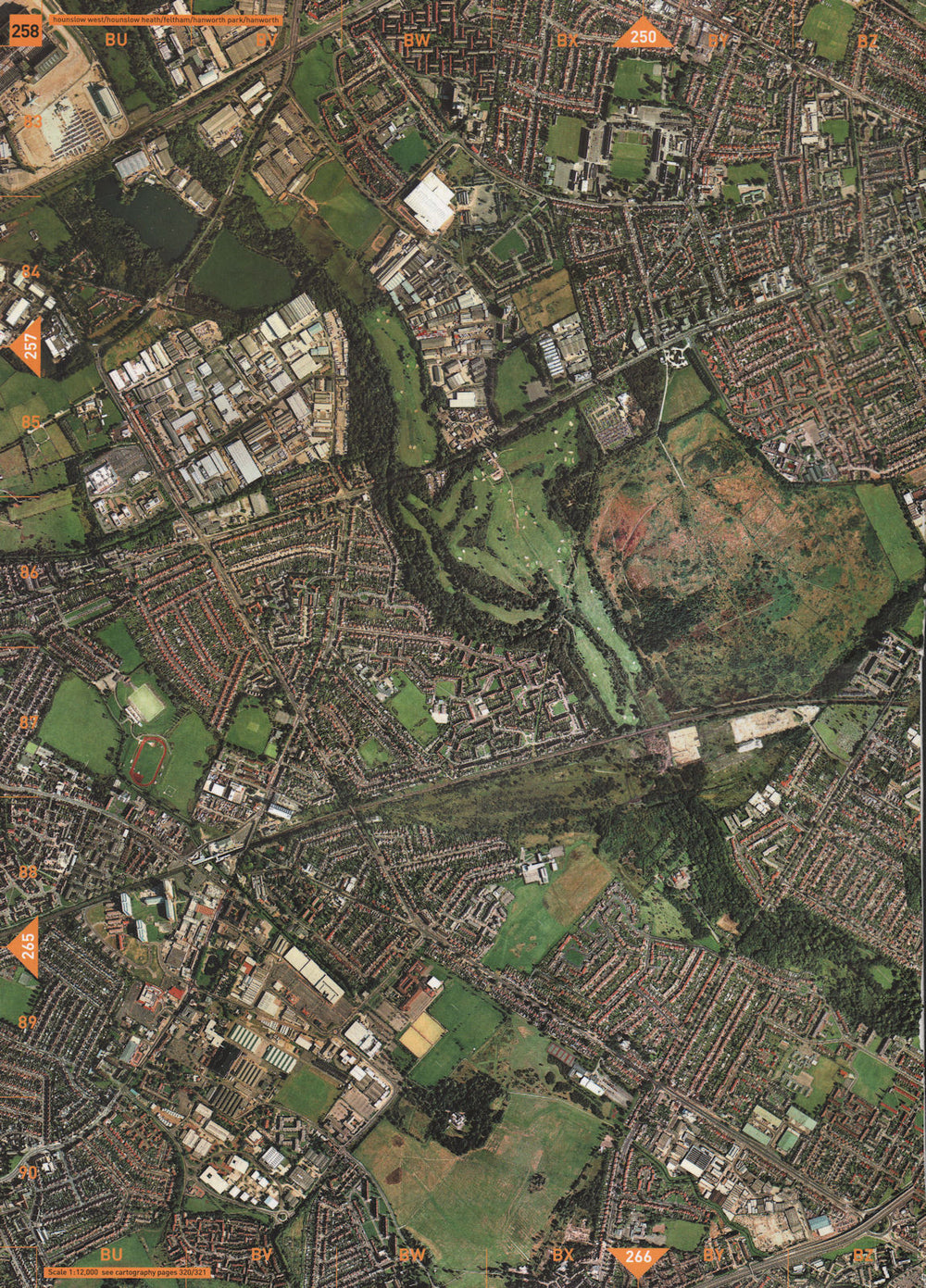 FELTHAM. Hounslow West Hounslow Heath Hanworth Park Hanworth 2000 old map
