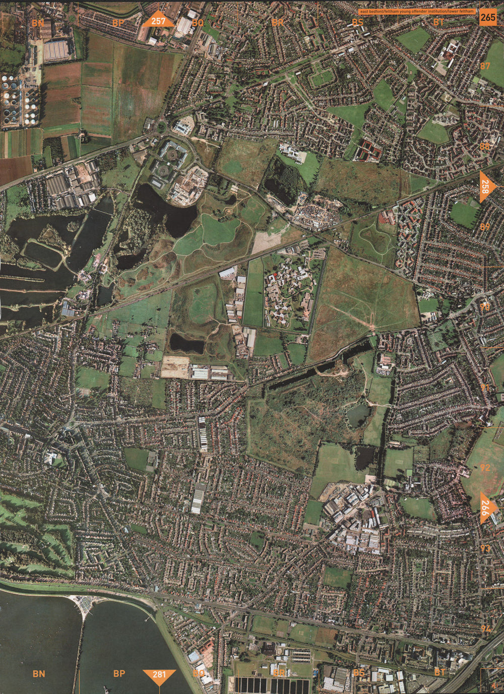 ASHFORD. East Bedfont Feltham Young Offender Institution Lower Feltham 2000 map