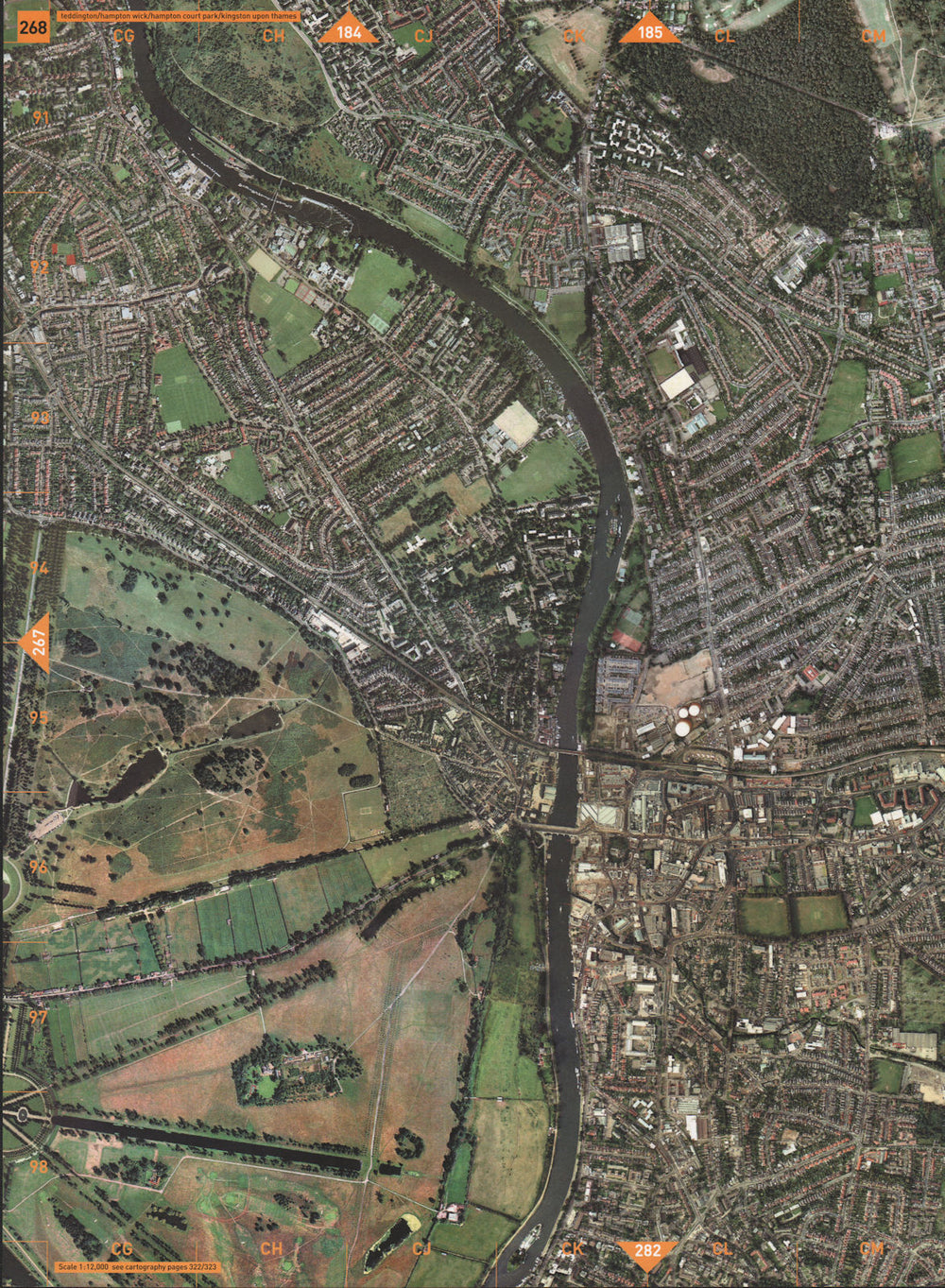 KINGSTON UPON THAMES. Teddington Hampton Wick Hampton Court Park 2000 old map